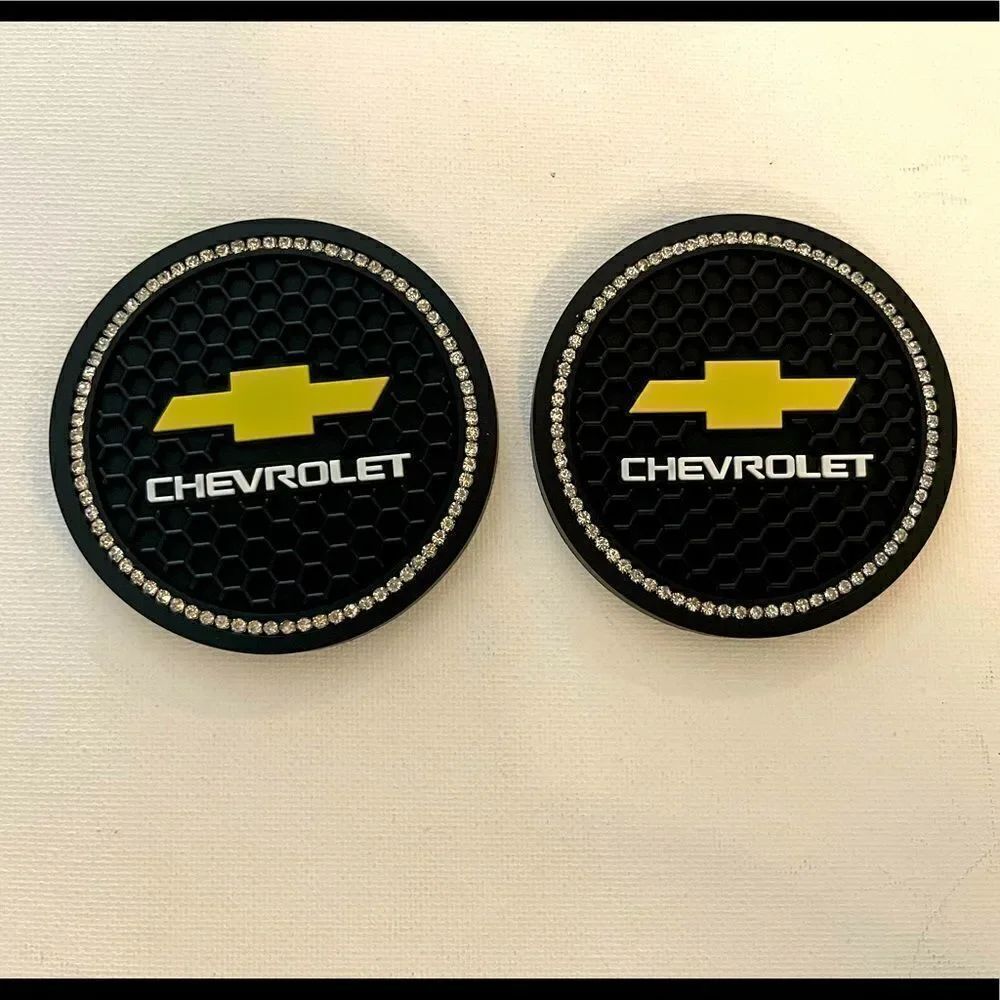Chevrolet Car Cup Holder Coasters with bling set of 2 NWT